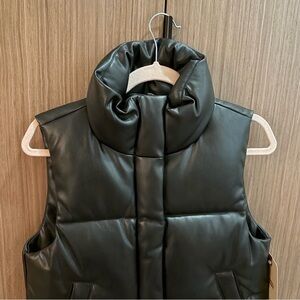 Levi Vegan Leather Puffer Vest - XS